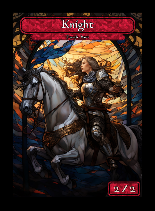 Knight token - custom Stained Glass art design for tabletop gaming