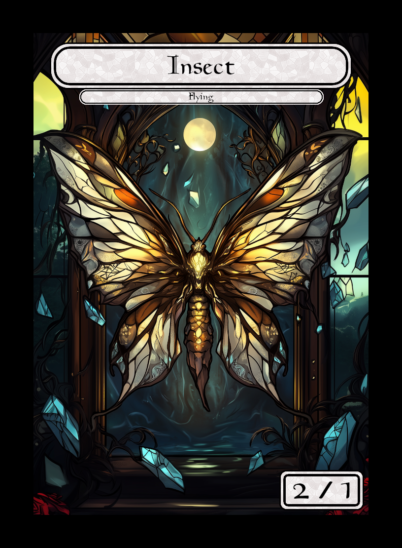 Insect token - custom Stained Glass art design for tabletop gaming