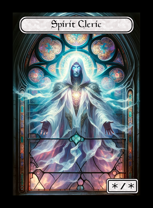 Spirit Cleric token - custom Stained Glass art design for tabletop gaming