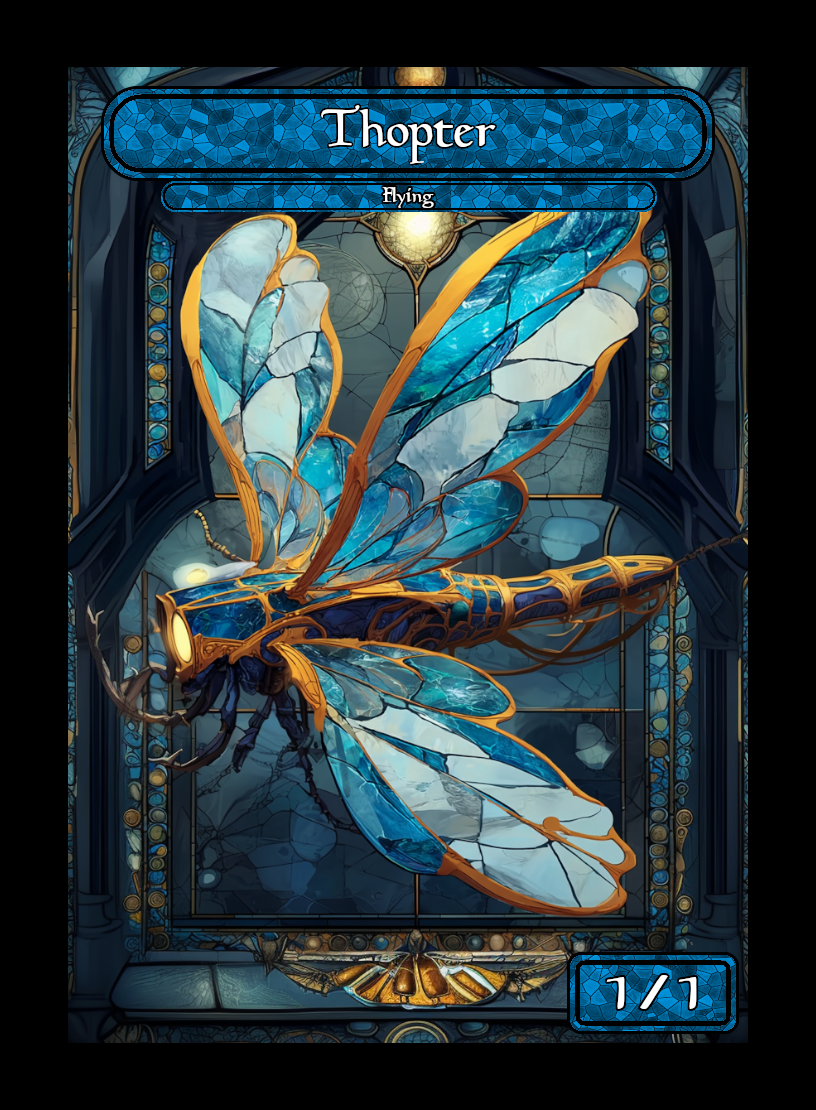 Thopter token - custom Stained Glass art design for tabletop gaming