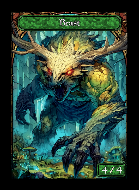 Beast token - custom Stained Glass art design for tabletop gaming