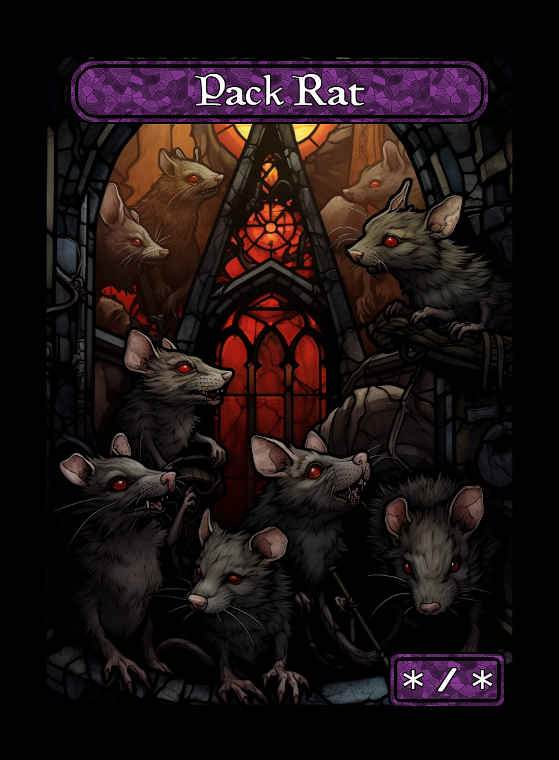 Pack Rat token - custom Stained Glass art design for tabletop gaming