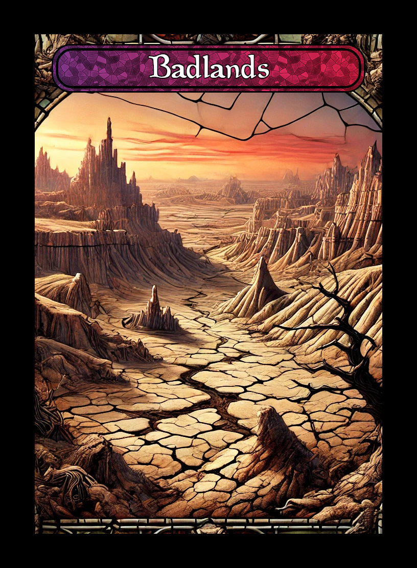 Badlands token - custom Stained Glass art design for tabletop gaming