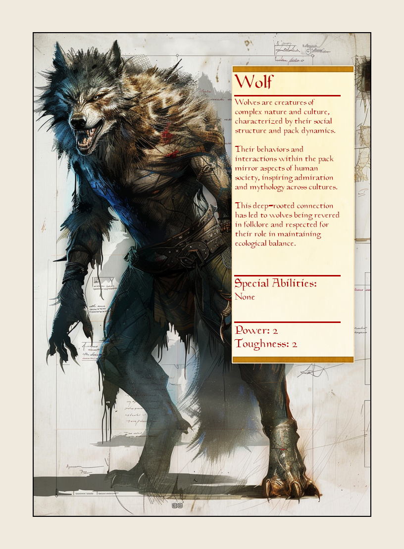 Wolf token - custom Monster Profile art design for tabletop gaming