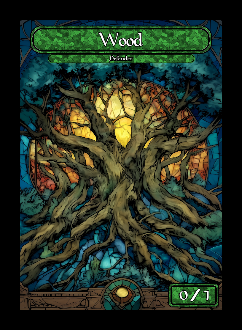 Wood token - custom Stained Glass art design for tabletop gaming