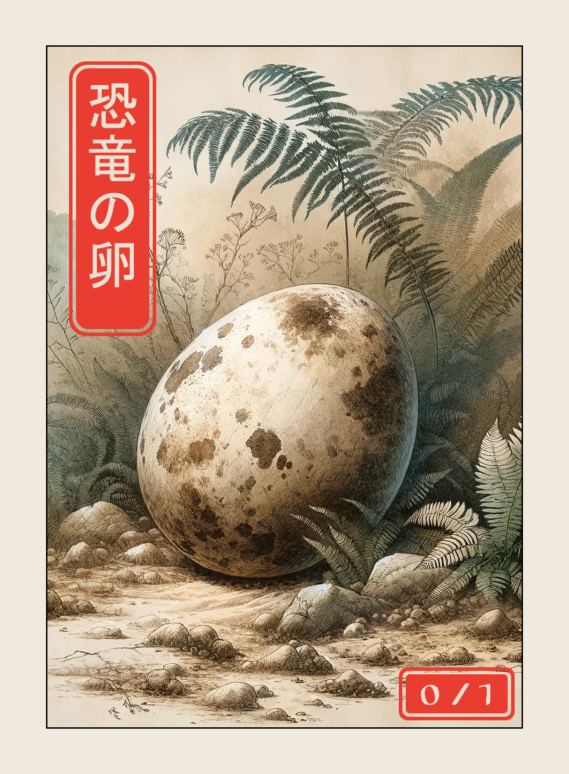 Dinosaur Egg token - custom Japanese art design for tabletop gaming