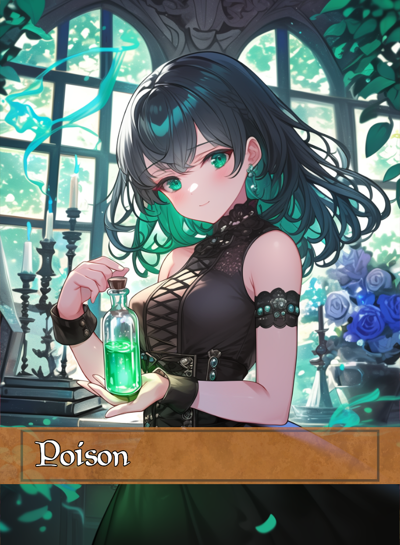 Poison token - custom Anime art design for tabletop gaming