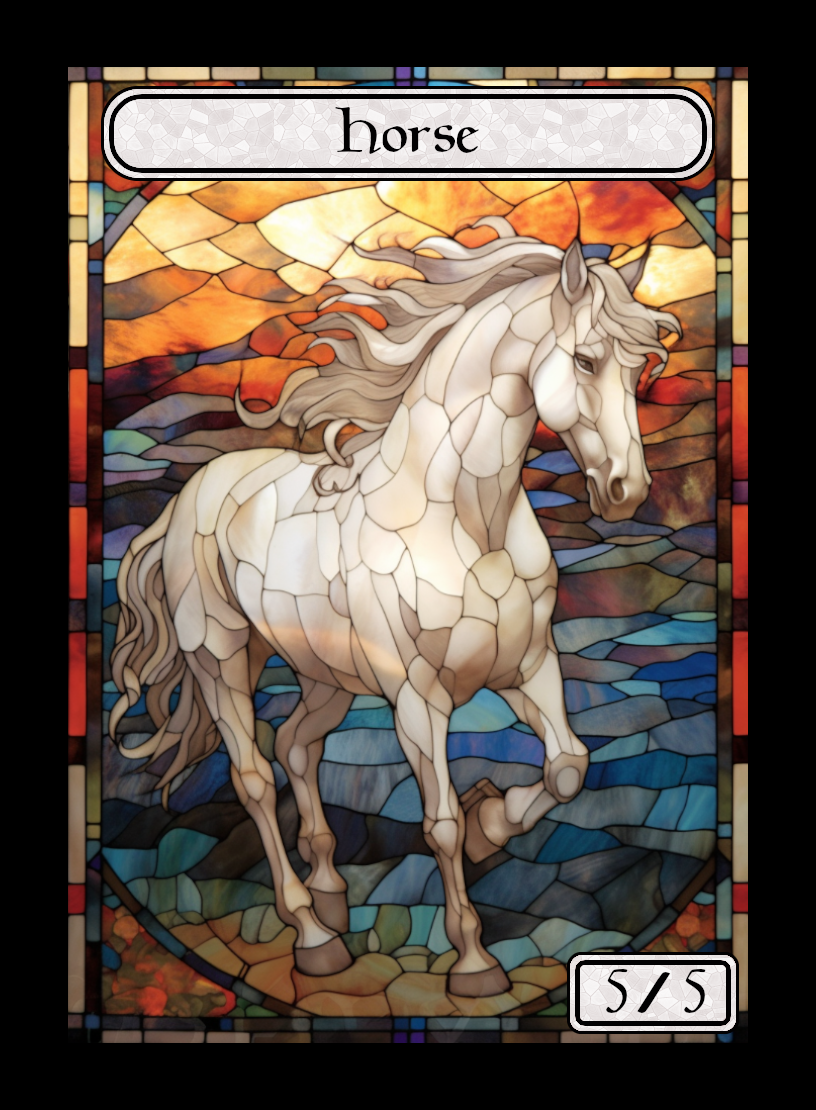 Horse token - custom Stained Glass art design for tabletop gaming