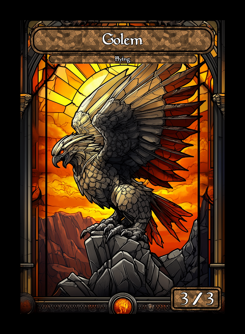 Golem token - custom Stained Glass art design for tabletop gaming