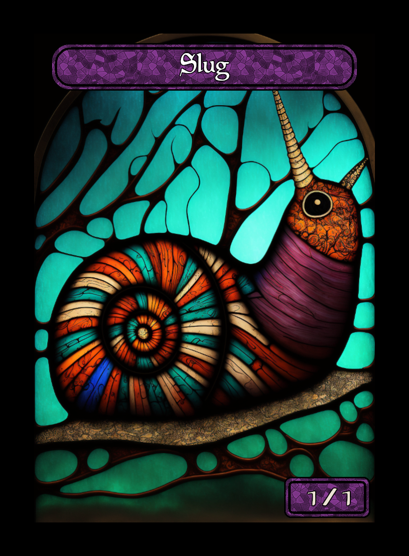 Slug token - custom Stained Glass art design for tabletop gaming