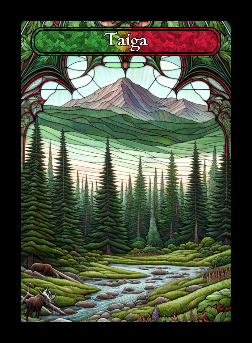 Taiga token - custom Stained Glass art design for tabletop gaming