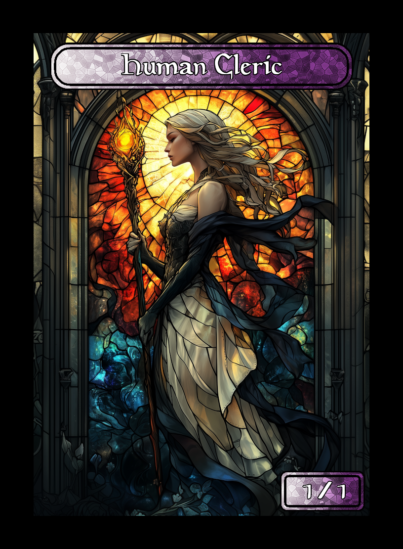 Human Cleric token - custom Stained Glass art design for tabletop gaming