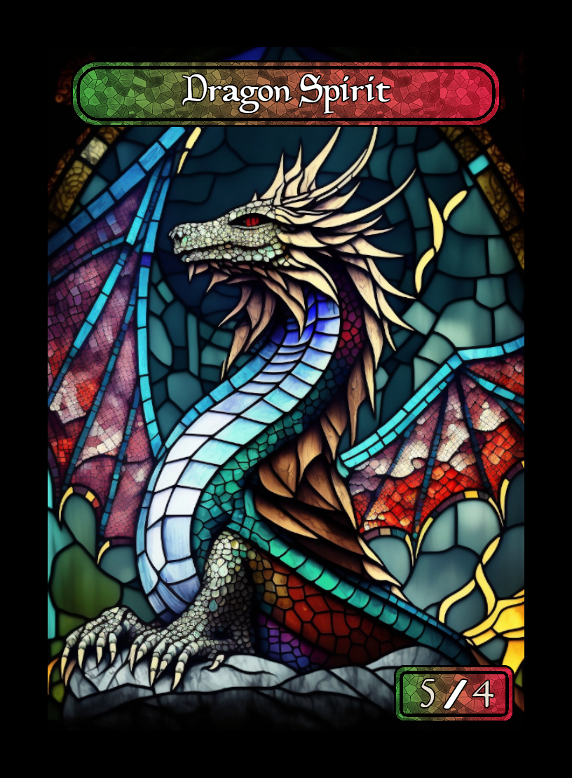 Dragon Spirit token - custom Stained Glass art design for tabletop gaming