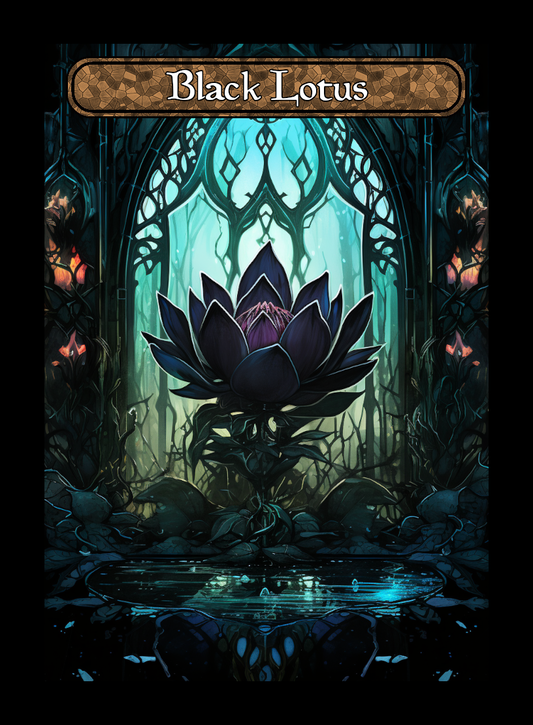Black Lotus token - custom Stained Glass art design for tabletop gaming