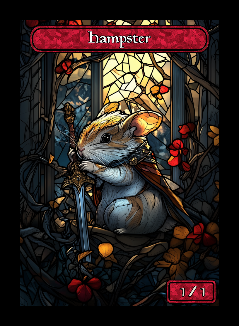 Hamster token - custom Stained Glass art design for tabletop gaming